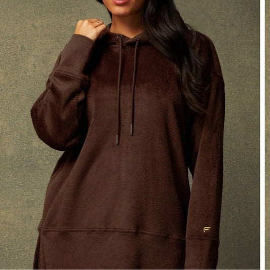 Fabletics Cozy Cord Oversized Hoodie Cacao Small