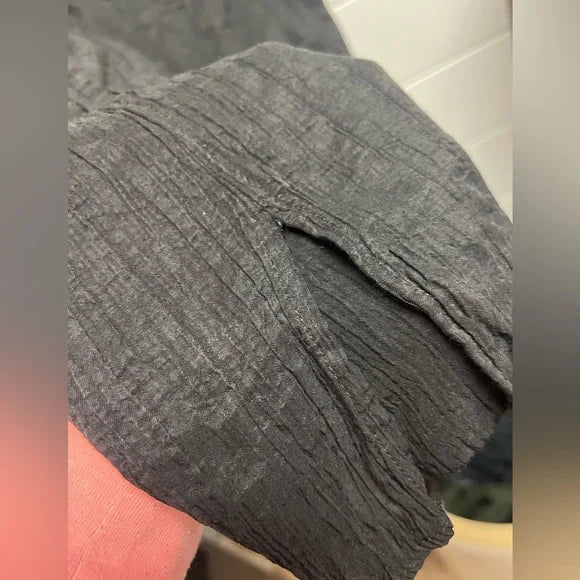 Zara Black Slip Mini Dress Crinkle Satin with Slit Size XS