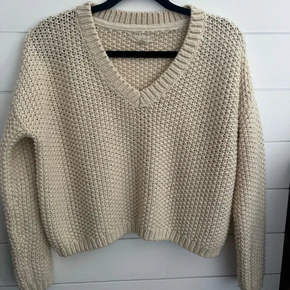 LA Hearts Meadow V-Neck Sweater Natural Small