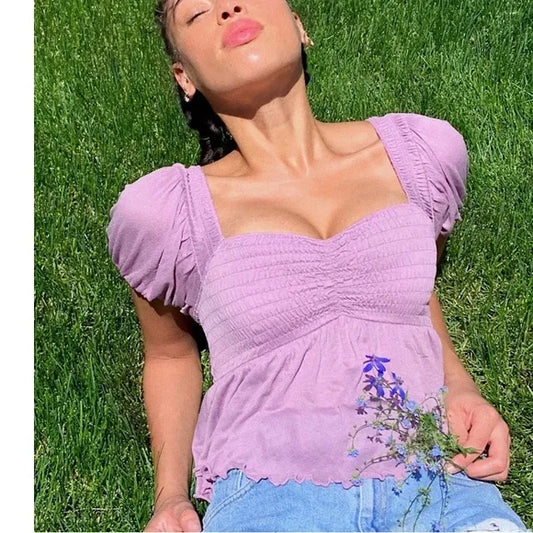 Urban Outfitters Angelo Smocked Bodice Puff Sleeve Top