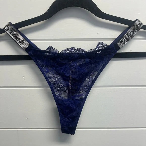 Victoria’s Secret Bombshell Lace Thong Rhinestone Sides BNWT