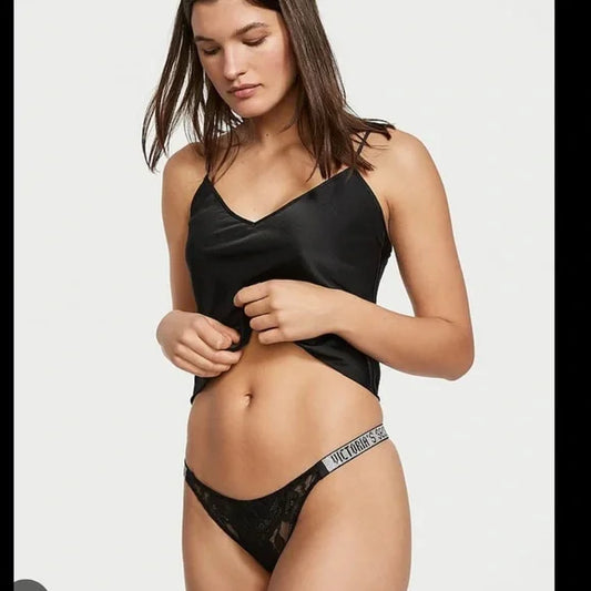 Victoria’s Secret Bombshell Lace Thong Rhinestone Sides BNWT