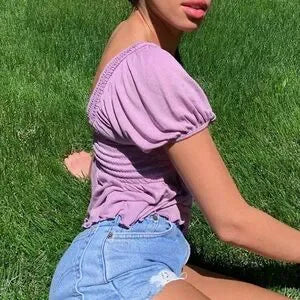 Urban Outfitters Angelo Smocked Bodice Puff Sleeve Top