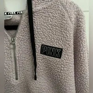 VICTORIAS SECRET PINK SHERPA HALF ZIP HOODIE