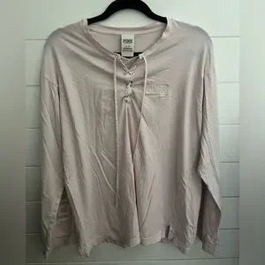 Pink Victoria Secret Lace Up Long Sleeve Medium